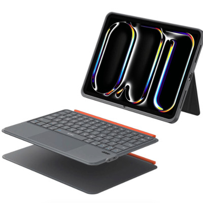 Case bao da bàn phím bluetooth V5.3 tích hợp trackpad / touchpad hiệu WIWU WK005 cho iPad Pro 11 M2 M3 M4 Pro 11 2020/21/22 Air 4/5/6/7 M2 M3 - Bàn phím từ tính nam châm tháo rời, tích hợp giá đỡ - Hàng nhập khẩu
