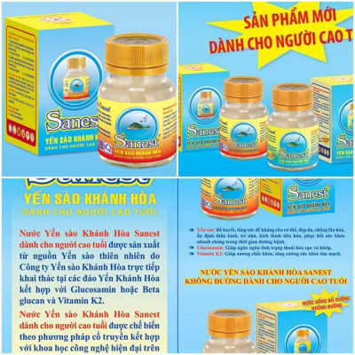 Nước Yến Sào Khánh Hòa Sanest  Dành Cho Người Cao Tuổi 70ml, Hộp 6 Lọ - 095H6