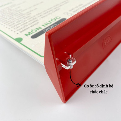 Kệ mica 2 mặt Enter E18 100x150mm đế màu, Kệ menu nhà hàng, Standee mica để bàn, Bảng quét mã QR Code