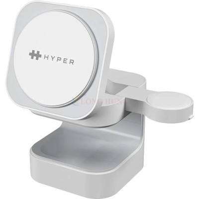 Đế sạc không dây HyperJuice Ultra-Portable Qi2 3-in-1 Magnetic Charging Stand HJ3320WHGL - Hàng chính hãng
