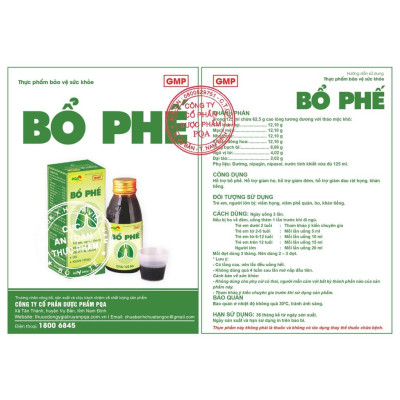 Bổ Phế Không Đường PQA Hỗ Trợ Giảm Ho, Đau Rát Họng Và Khản Tiếng Hộp 125ml