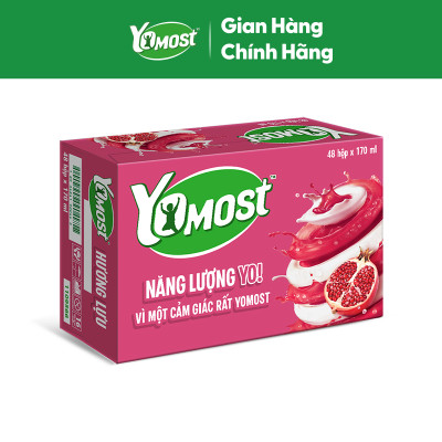 Thùng 48 Hộp Sữa Chua Lên Men Tự Nhiên Yomost Trái Lựu (170ml/Hộp)