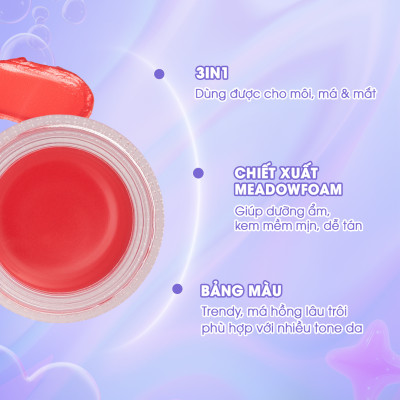 Má Hồng Dạng Kem myKella Trang Điểm Má - Môi - Mắt 3in1