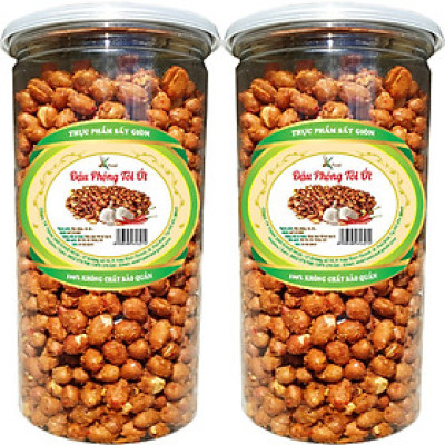 Đậu Phộng Sấy Giòn Tỏi Ớt Thương Hiệu SK FOOD -  Combo 1Kg 2 Hũ  Nắp Nhôm