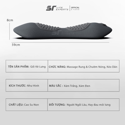 Gối Kê Lưng Massage Túi Khí Kéo Dãn,Tích Hợp Chườm Nóng Công Thái Học, Giảm Đau Cột Sống - Sairui
