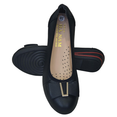 Giày Nữ Búp Bê Đế Xuồng HÀ NAM Da Bò Thật Cao Cấp 4cm GBBN2033