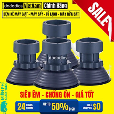 (LOẠI 1) Bộ 4 chân chống rung cho máy giặt, tủ lạnh - Chân kê tăng giảm chiều cao, đế cao su chống rung, chống trượt - Hàng chính hãng dododios