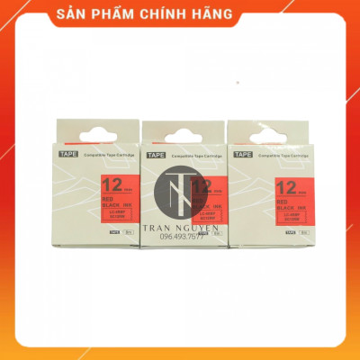 Nhãn in Tepra SC12RW (LC-4RBP) - Chữ đen nền đỏ 12mm x 8m - Hàng nhập khẩu