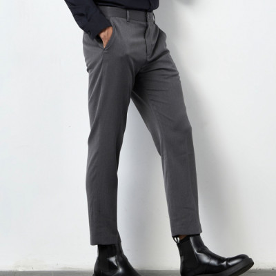 Quần Vải Nam ROUTINE Form Slim Crop vải mềm màu xám - 10F21PFO002CR1 | LASTORE MENSWEAR