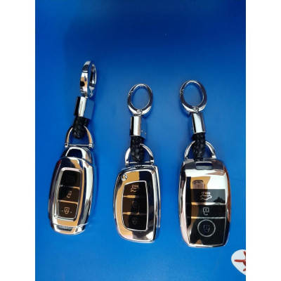 Ốp Chìa Khóa Silicon Tráng Gương Dành Cho Xe Grand I10, Elantra, Tucson - kèm móc treo