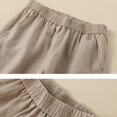 Quần linen suông nữ cạp chun ,quần nữ đi biển mặc thoáng mát ,dễ phối QD08