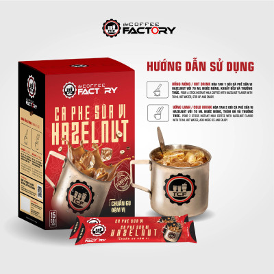Thùng 24 hộp cà phê sữa vị hazelnut hòa tan The Coffee Factory (Hộp 15 gói x 16g)