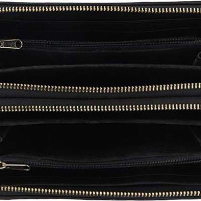 Ví Nữ Da Cá Sấu Nhiều Ngăn Gai Huy Hoàng HT3295 (11 x 22 cm) - Đen