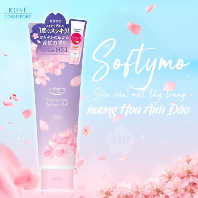 Dầu Tẩy Trang Và Sữa Rửa Mặt Làm Dịu Nhẹ Làn Da Hương Hoa Anh Đào Kose Softymo (240 mL & 190 G)