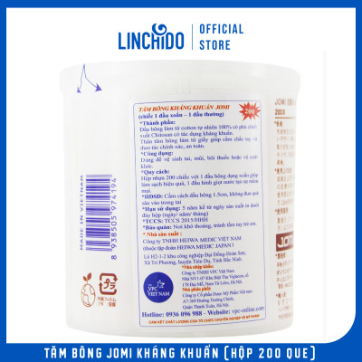 Tăm Bông JOMI Kháng Khuẩn (Hộp 200 que)
