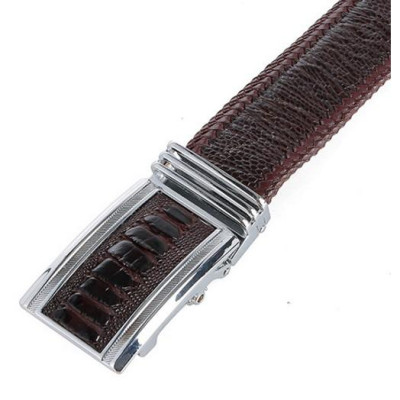 Dây nịt nam da đà điểu Huy Hoàng đan viền bản lớn màu nâu đất HC4462