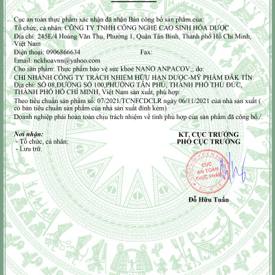 TPBVSK Nano Anpacov - bảo vệ và tăng cường sức khoẻ hệ hô hấp