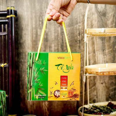 Combo 6 lọ Yến chưng Đông trùng hạ thảo VacoFarm (6 hũ/lốc) , Mua 1 lốc tặng 1 túi khô ĐTHT 10gr, Tăng cường và phục hồi sức khỏe