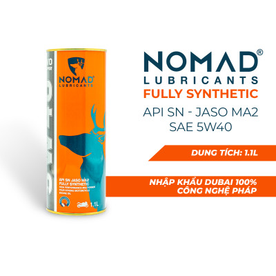 Nhớt Xe Máy Tổng Hợp Toàn Phần NOMAD Lon 1.1L 5W40-SN-MA2 TẶNG Vệ Sinh Động Cơ Xe Máy BCP Engine Flush Thái Lan Nhập Khẩu Chính Hãng