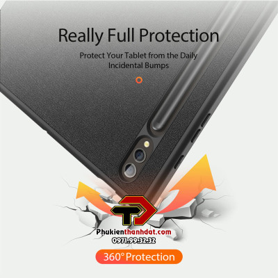 Bao da chống sốc cho SamSung Galaxy Tab S9 FE+ chính hãng Dux Ducis Domo có khay đựng bút - Hàng chính hãng 