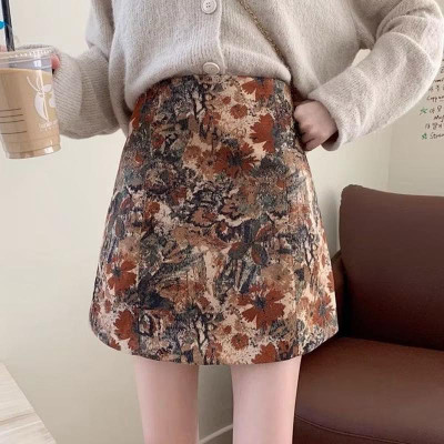 Chân váy chữ A dáng ngắn hình bông hoa cho nữ