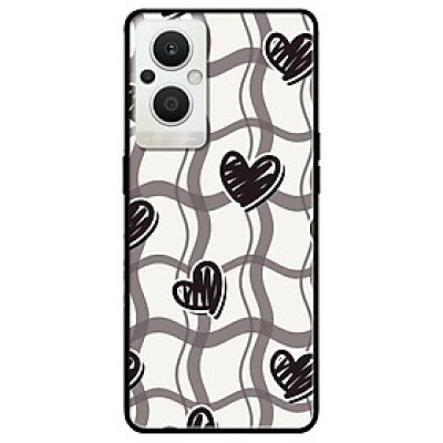 Ốp lưng cho Oppo Reno 2Z, 2F - 6z - 7z 5G - 8z 5G - A96 5G - 8T 4G - 8T 5G - Họa Tiết Tim Đen - Hàng Chính Hãng