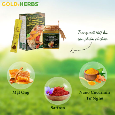 Hàng chính hãng - Saffron Nano Curcumin ngâm mật ong rừng, 100% mật ong nguyên chất – Hũ 300g/ Hộp 15 gói