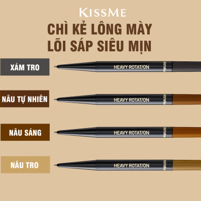 Bút Chì Sáp Kẻ Lông Mày Chống Lem Trôi ,Lõi Siêu Mịn Kissme Heavy Rotation Eyebrow Pencil (0,09g)