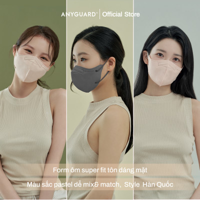 Khẩu Trang Nhập Khẩu Hàn Quốc ANYGUARD, Khẩu Trang 2D Solution 4 Lớp Ngăn Tia UV, An Toàn Cho Da Nhạy Cảm, Màu Pastel (Túi 5 Chiếc)