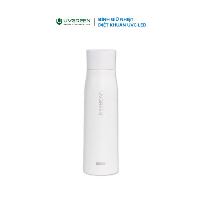 Bình Giữ Nhiệt Diệt Khuẩn UVC LED UK100 UVGREEN 500ml - Hàng Chính Hãng - Công Nghệ Mỹ, Diệt Khuẩn Nước 99,99%, Chất Liệu Inox SUS 316