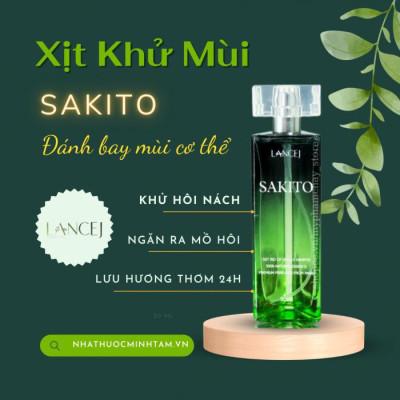COMBO Xịt Khử Mùi Hôi Nách SAKITO 50ml & LARA CLEAR 40ml, Khử Mùi Toàn Thân, Ngăn Tiết Mồ Hôi