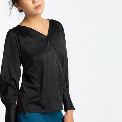 Áo Kiểu Đẹp Áo Đắp Vạt Thời trang thiết kế Hity TOP100 (Đen Huyền Bí)