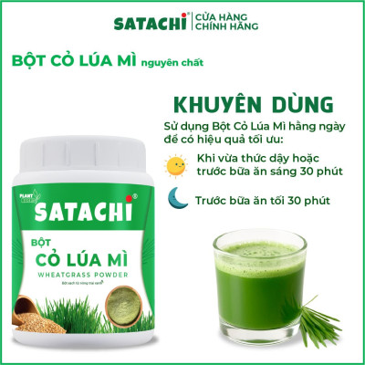 Bột Cỏ Lúa Mì nguyê n chấ t SATACHI. Tha nh lọc cơ thể, tăn g cườn g h ệ m iễn dịch, bổ m áu, ổn định đườ ng huy ết. Hộp 68g