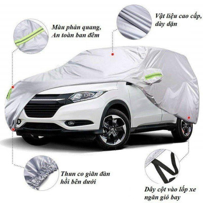 Bạt che ô tô 3 lớp thông minh cao cấp , bạt phủ trùm xe hơi 4 - 7 chỗ chống nước, chống xước, bạt vải dù oxford