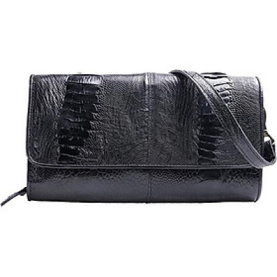 Túi Đeo Da Đà Điểu VIP Huy Hoàng HT6410 (19 x 10.5 cm) - Đen