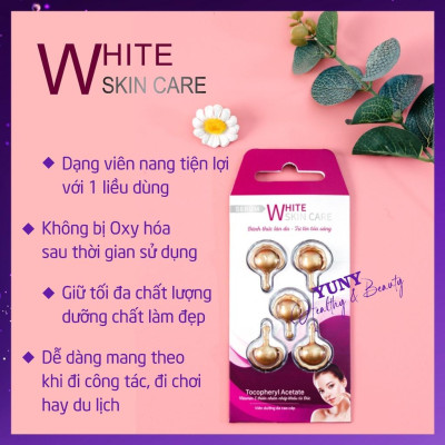 Serum Trắng Da White Skin Care Tinh Chất Dưỡng Ẩm Chống Lão Hoá Da Mặt Mờ Nám - 1 Vỉ 5 Viên