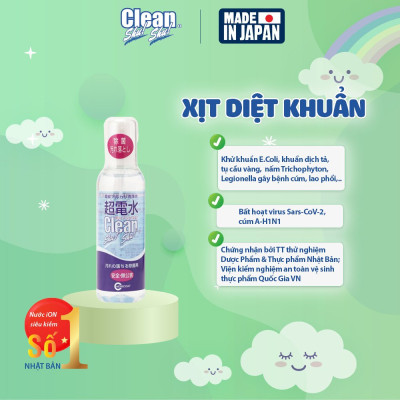 Nước ion kiềm Clean Shu Shu làm sạch đa năng diệt khuẩn sinh học an toàn trẻ nhỏ chai 500ml từ Nhật Bản