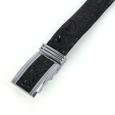 Dây nịt nam da cá sấu Huy Hoàng nguyên con bản lớn màu đen HC4768