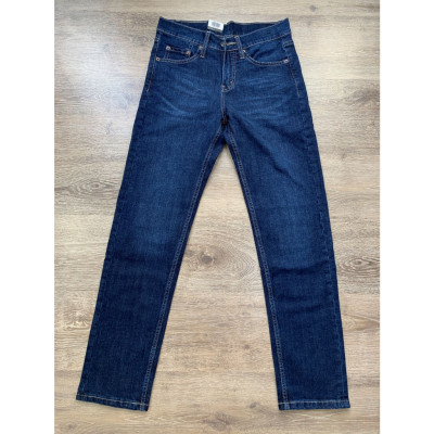 Quần Jean nam cao cấp ống đứng le511 màu xanh đậm vải xuất khẩu xướt nhẹ dáng slimfit vải co giãn