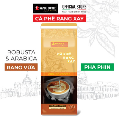 Cà Phê RANG XAY Napoly Coffee Robusta & Arabica Nguyên Chất, Rang Mộc, Đắng Dịu, Thơm Nồng Dành Cho PHA PHIN - Túi 500gr