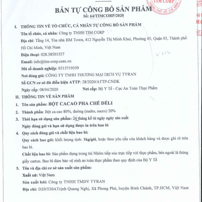 Bột cacao pha chế Déli