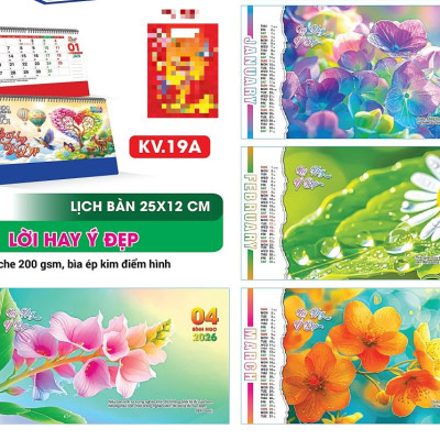 Lịch Để Bàn 2026 Đế Chữ A ,Bìa Ép Kim Điển Hình Cao Cấp, Sang Trọng