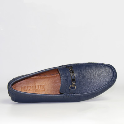 Giày MICHILUX Da Bò Thật Chính Hãng Horse Bit Moccasin CSHM0 Màu Xanh Navy