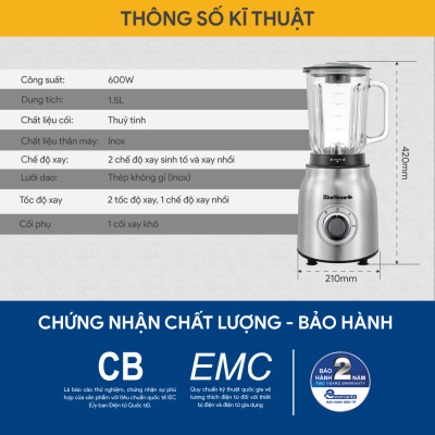 Máy Xay Sinh Tố BlueStone BLB-5341 1.5 Lít 600W - Hàng Chính Hãng