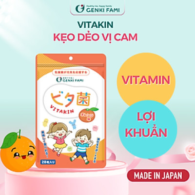Kẹo Dẻo Vị Cam Bổ Sung Vitamin và Lợi Khuẩn Genki Fami Nhật Bản