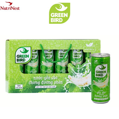 Hộp quà 6 lon Green Bird - Nước Yến Sào Chưng Đường Phèn - Hộp quà 6 lon * 240ml