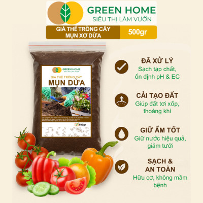 Mụn Xơ Dừa Greenhome, Sfarm, Bao 500GR, Đã Qua Xử Lý, Chuyên Trồng Rau, Hoa Màu, Dâu Tây, Cây Ăn Trái, Thủy Canh