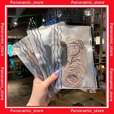 Dây buộc tóc nhiều màu có túi zip, chun buộc tóc set 100 cái tiện dụng cho cả bé và người lớn