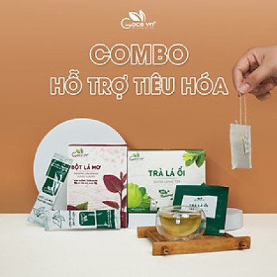 Combo Hỗ trợ tiêu hóa (1 hộp Bột lá mơ 60g, 1 hộp Trà lá ổi túi lọc 40g)