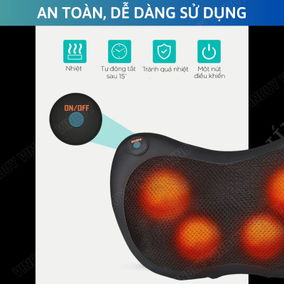 Gối Massage Cổ Vai Gáy Đa Năng - Máy Massage Toàn Thân Nhiệt Hồng Ngoại 2 Chiều - Mát Xa Chuyên Sâu Cho Cổ, Vai Gáy, Lưng Dưới, Đùi, Chân - Sử Dụng Tại Nhà, Văn Phòng, Trên Ô Tô - Quà Tặng Cho Bạn Bè, Người Thân - Chính Hãng - VinBuy